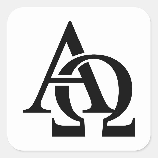 Alpha and Omega symbols Greek Alphabet Letters Square Sticker Zazzle