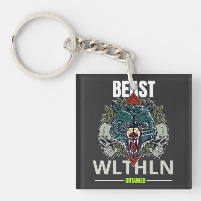Alpha Beast _ Untamed Wolf Streetwear Fearless  Keychain (Front)