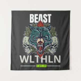 Alpha Beast _ Untamed Wolf Streetwear Fearless  Tapestry