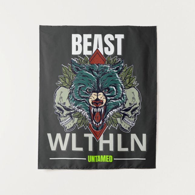 Alpha Beast _ Untamed Wolf Streetwear Fearless  Tapestry (Front)