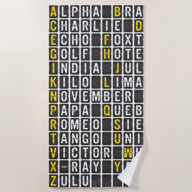 Alpha-Bravo-Charlie Beach Towel (Front)