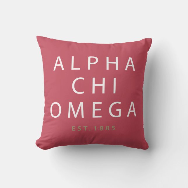 Alpha Chi Omega | Est. 1885 Throw Pillow (Front)