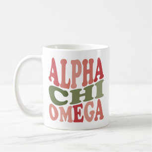 Alpha Chi Omega Groovy Retro Stacked Graphic Coffee Mug