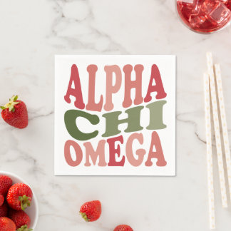 Alpha Chi Omega Groovy Retro Stacked Graphic Napkins