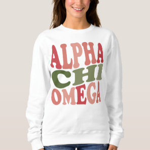 Alpha Chi Omega Groovy Retro Stacked Graphic Sweatshirt