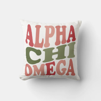 Alpha Chi Omega Groovy Retro Stacked Graphic Throw Pillow