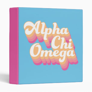 Alpha Chi Omega Groovy Script 3 Ring Binder