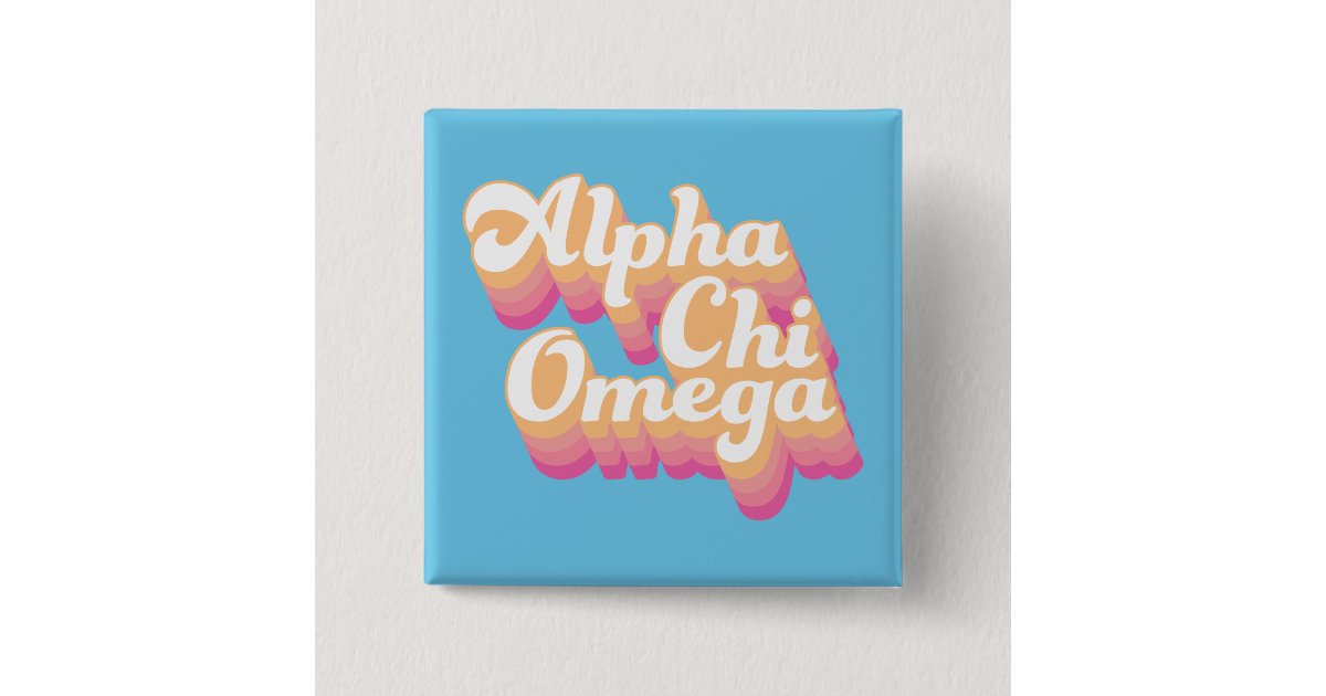 Alpha Chi Omega | Groovy Script Button | Zazzle