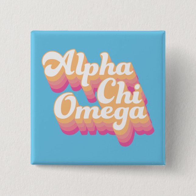 Alpha Chi Omega | Groovy Script Button (Front)