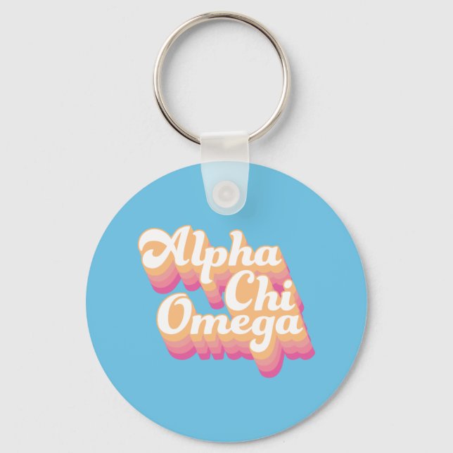 Alpha Chi Omega | Groovy Script Keychain (Front)