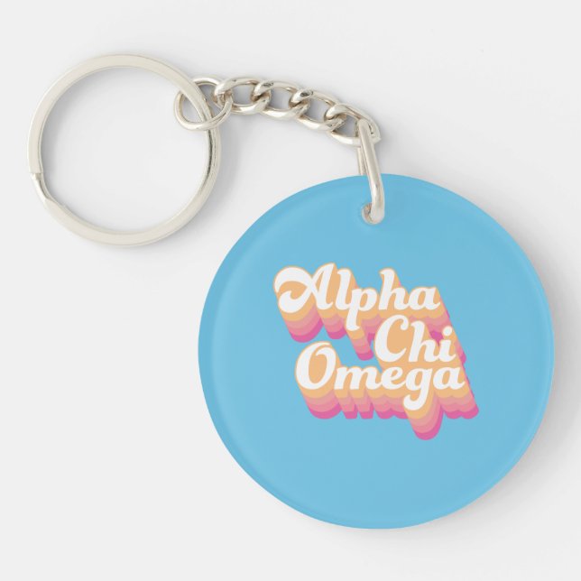 Alpha Chi Omega | Groovy Script Keychain (Front)