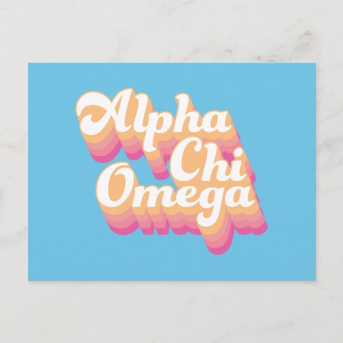 Alpha Chi Omega  Groovy Script Postcard