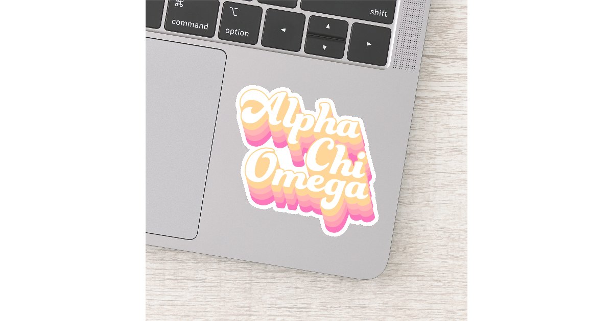 Alpha Chi Omega | Groovy Script Sticker | Zazzle