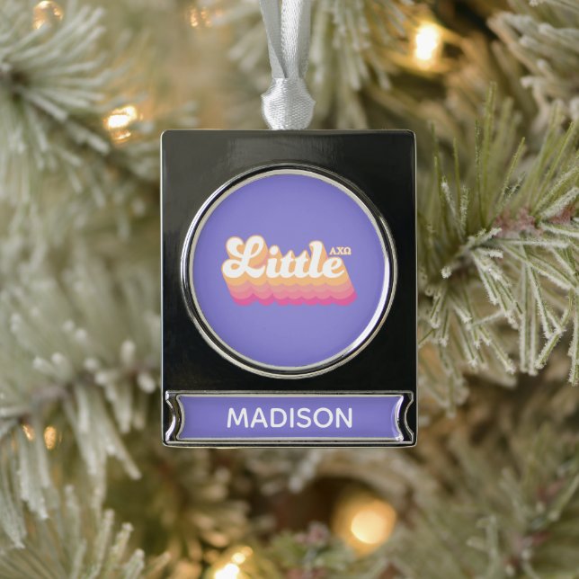 Alpha Chi Omega | Little Silver Plated Banner Ornament (Tree)