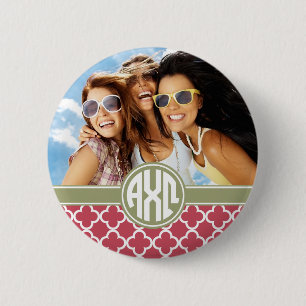 Alpha Chi Omega   Monogram and Photo Pinback Button