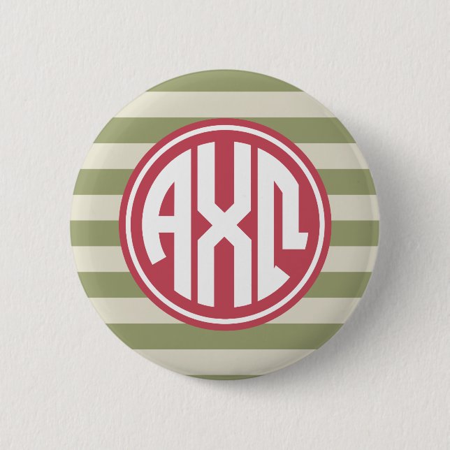 Alpha Chi Omega | Monogram Stripe Pattern Button (Front)