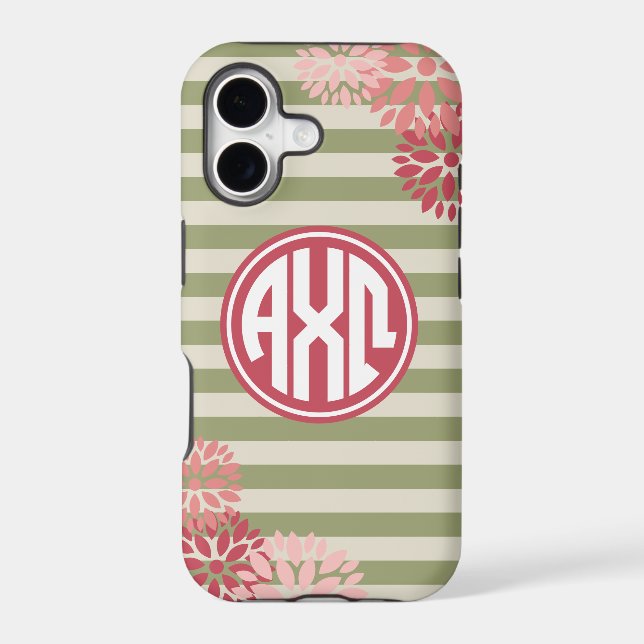 Alpha Chi Omega | Monogram Stripe Pattern Iphone Case (Back)
