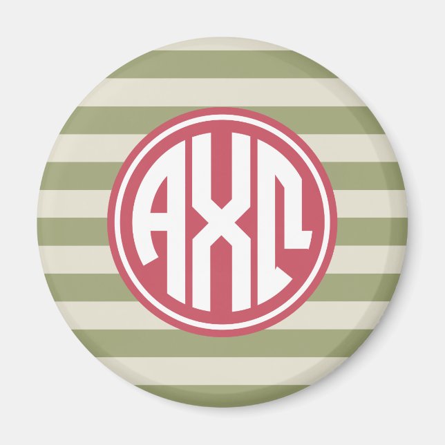 Alpha Chi Omega | Monogram Stripe Pattern Magnet (Front)