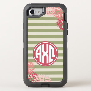 Alpha Chi Omega Monogram Stripe Pattern OtterBox Defender iPhone SE/8/7 Case