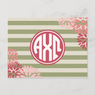 Alpha Chi Omega | Monogram Stripe Pattern Postcard
