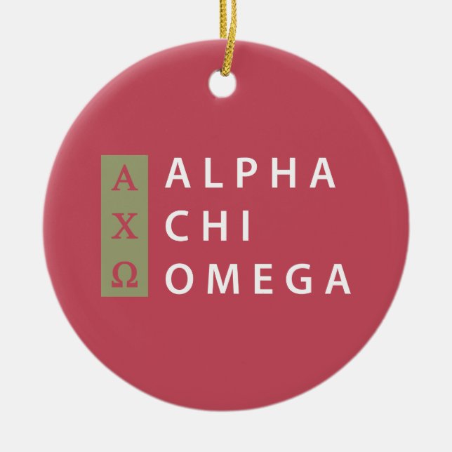 Alpha Chi Omega | Stacked Logo Ceramic Ornament (Front)