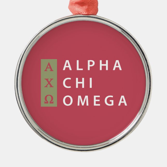 Alpha Chi Omega | Stacked Logo Metal Ornament (Front)