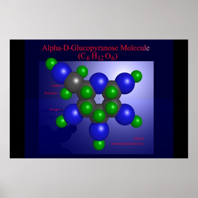 Alpha-D-Glucopyranose Molecule (print) Poster (Front)
