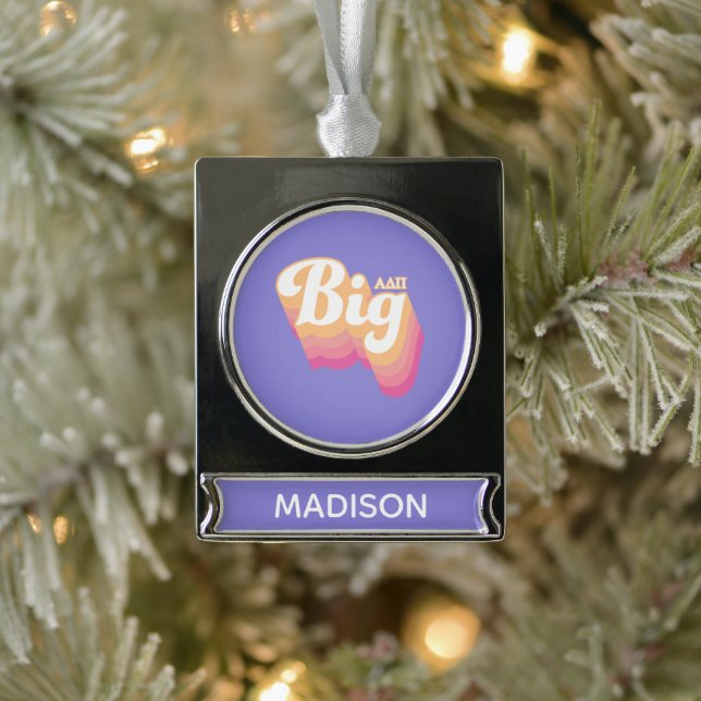 Alpha Delta Pi | Big Silver Plated Banner Ornament (Tree)