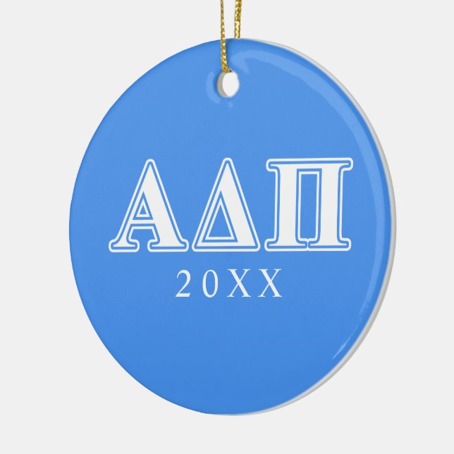 Alpha Delta Pi Dark Blue and White Letters Ceramic Ornament (Left)