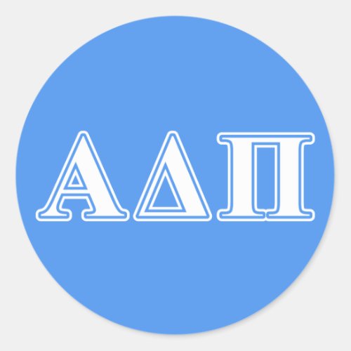 Alpha Delta Pi Dark Blue and White Letters Classic Round Sticker