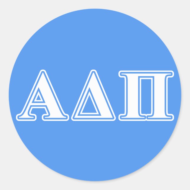 Alpha Delta Pi Dark Blue and White Letters Classic Round Sticker (Front)