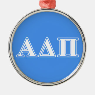 Alpha Delta Pi Dark Blue and White Letters Metal Ornament