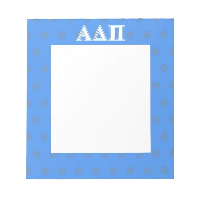 Alpha Delta Pi Dark Blue and White Letters Notepad (Front)