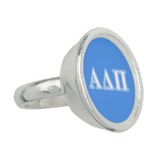 Alpha Delta Pi Dark Blue and White Letters Ring