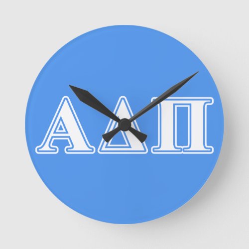 Alpha Delta Pi Dark Blue and White Letters Round Clock
