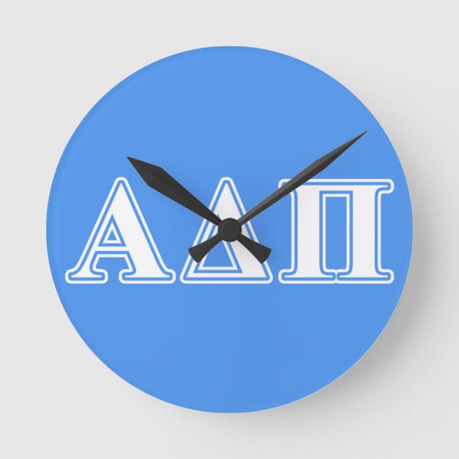 Alpha Delta Pi Dark Blue and White Letters Round Clock (Front)