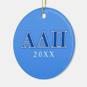 Alpha Delta Pi Dark Blue Letters Ceramic Ornament