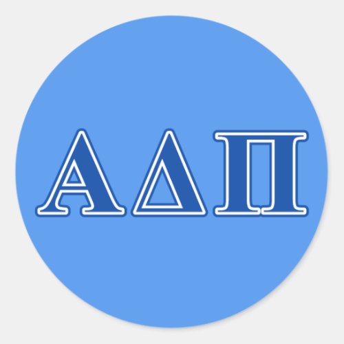 Alpha Delta Pi Dark Blue Letters Classic Round Sticker
