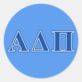 Alpha Delta Pi Dark Blue Letters Classic Round Sticker