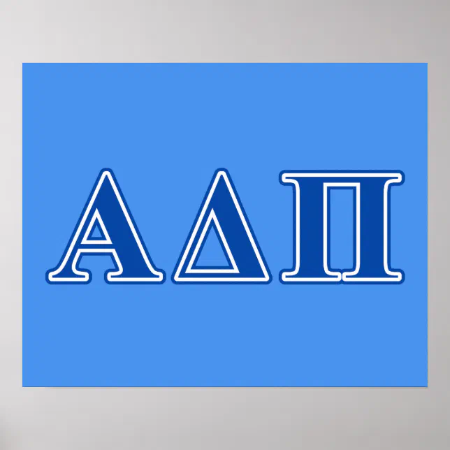 Adpi Blue Letters Alpha Delta Pi Dark Blue Letters Poster | Zazzle