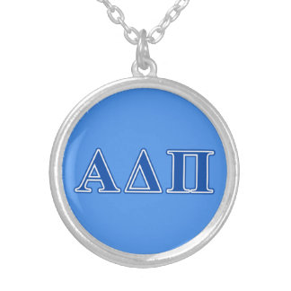 Alpha Delta Pi Dark Blue Letters Silver Plated Necklace