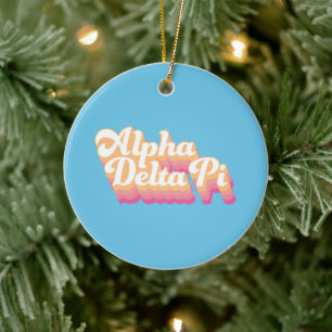 Alpha Delta Pi   Groovy Script Ceramic Ornament