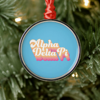 Alpha Delta Pi | Groovy Script Metal Ornament