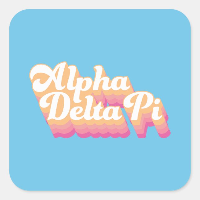 Alpha Delta Pi | Groovy Script Square Sticker (Front)