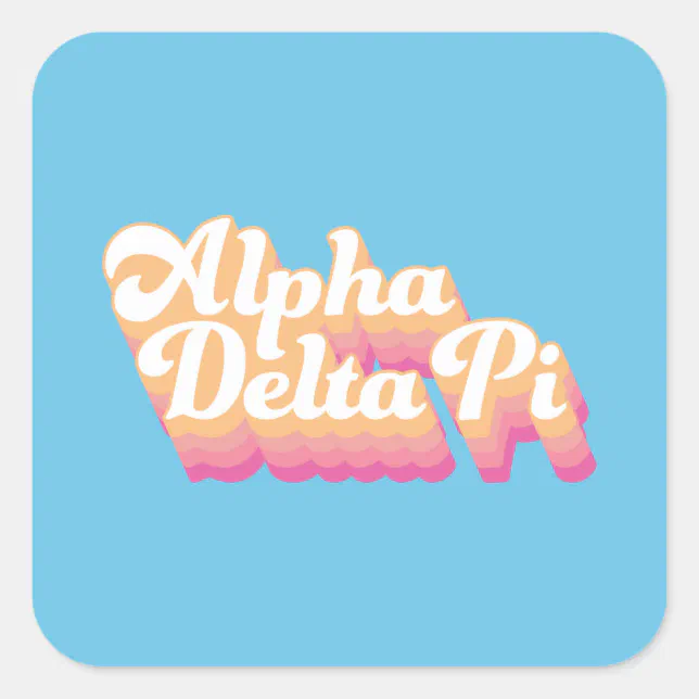 Alpha Delta Pi | Groovy Script Square Sticker | Zazzle