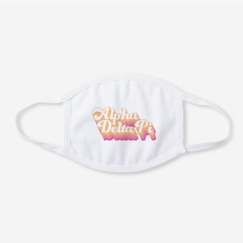 Alpha Delta Pi  Groovy Script White Cotton Face Mask