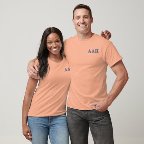 Alpha Delta Pi Light Blue and Dark Blue Letters T_Shirt