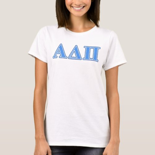 Alpha Delta Pi Light Blue and Dark Blue Letters T_Shirt