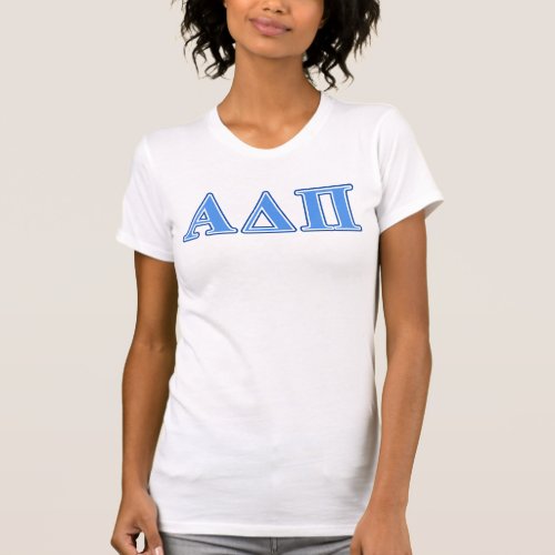 Alpha Delta Pi Light Blue and Dark Blue Letters T_Shirt