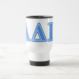 Alpha Delta Pi Light Blue and Dark Blue Letters Travel Mug